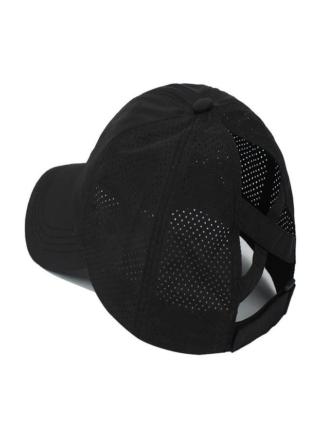 Vikodah Ponytail Baseball Cap for Women Girls,Outdoor Quick Dry Mesh Baseball Hat Adjustable Black - Image 3